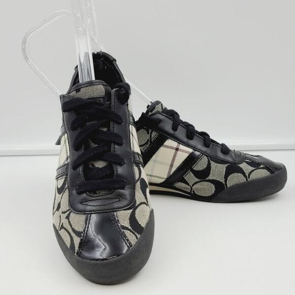 Coach Paxton 6.5M A1439 monogram logo black flats comfort Sneakers EUC - Picture 1 of 10